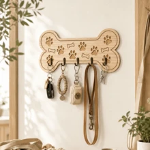 1pc Wall-Mounted Key Hook, Minimalist Wooden Key Storage Rack For Entryway, Decorative Handmade Wooden Home Decor, Detachable Dog Paw Shaped Coat Hook For Hallway - Bone Hook - View 3