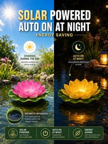 3 Colores Amarillo/Rosa/Blanco Luces Solares Flotantes de Loto, Lámparas de Flores Artificiales Realistas IP44 Impermeables, Encendido/Apagado Automático del Anochecer al Amanecer Iluminación Decorativa de Paisaje para Estanques, Piscinas, Fuentes, Acuarios, Jardines, Patios, Bodas & Decoración de Agua - Multicolor - Ver 5