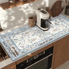 1pc Dish Drying Mat, Coffee Machine Mat, Elegant Blue And White Floral Pattern Table Mat With Absorbent Design, Suitable For Cafe And Home Use, Multi-Purpose Drainage Mat, Home Gift, Desktop Decor - XYLSD656 - View 15