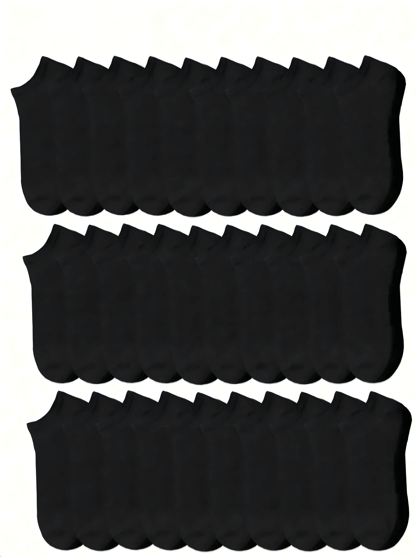 50 Pairs Men's Solid Color Sweat-Absorbent Casual Low-Cut Boat Socks, Optional 1/5/10/15/20/30/50 Pairs - Black - View 1