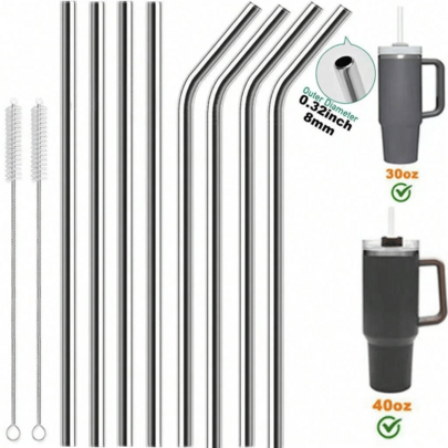 1/2/3 ống hút inox bóng 6mm siêu dài 20cm tái sử dụng kèm cọ vệ sinh, phù hợp cho ly giữ nhiệt 30/40oz, đồ uống tiệc Halloween Giáng sinh Phục sinh Lễ Tạ ơn