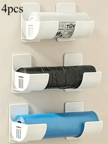 4pcs Wall-Mounted Trash Bag Holder, Adjustable Angle, Suitable For Storing Trash Bags, Shelves, Wall Shelves, Curtain Rods, Rolling Pins, Plastic Storage Containers, Suitable For Home, Kitchen, Storage Baskets, Restaurants,Perfect Gift For Mother - A - View 3