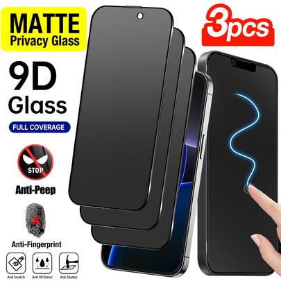 CASECOPS 3Pcs Matte Privacy Screen Protector Film For IPhone 17 Pro Max/17 Pro/17 Air/17 E/17/16 Pro Max/16 E/16 Plus/16/15 Pro Max/15 Pro/15 Plus/15/14/13/12/11. Matte Privacy Film, Full Screen Coverage, Anti-Fingerprint, Anti-Glare, Anti-Peeping, Sensitive Touch, Compatible With Phone Cases, Phone Accessories, Daily Commute Essential, Birthday Gift.
