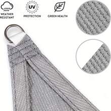 1pc 180g/M² Rectangular Grey Outdoor Sun Shade Sail, HDPE Material, Suitable For Patio/Pool/Beach Sun Protection, Hemmed Edges With Grommets, Windproof & UV Resistant, Durable D-Rings, Anti-Aging - Grey - View 8