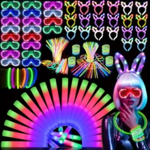 560PCS Glow In The Dark Party Supplies, Glow Sticks Glasses Favors, 20PCS Foam Glow Sticks, 20PCS LED Glasses, 20PCS Bunny Ear Headband And 200PCS Glow Sticks For Neon Party For Kids Or Adults For Start School, Halloween, Christmas, Weddings - 560 Pcs - View 2