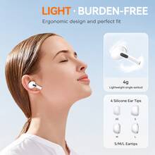 AirPro Bluetooth 5.4 Earbuds With ENC Microphone For Crystal Clear Calls, Wireless In-Ear Headphones With Low Latency Audio, 48H Playtime, USB-C Charging, LED Battery Display, Comfortable Fit For Remote Work, Office, Zoom Meetings, Study And Travel - 白色 - 查看 8