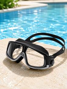 High Definition Wide Field Of View Adult Swim Goggles, Unisex Silicone Fit Waterproof Swim Goggles With Adjustable Split Strap, Sports Swimming Training Equipment - White - View 2