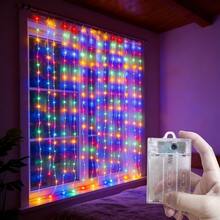 Battery Powered Fairy Curtain Lights, String Lights For Yard, Background Wall Decoration, Suitable For Wedding, Christmas, Halloween, Party, Holiday Lighting, Camping Decoration, Patio Decoration, Home Lighting, Room Decoration, Garden Decoration, 8 Lighting Modes, 100/200/300/600LED, Outdoor String Lights, All Season Use, 4 Colors Optional Bedroom Curtain Lights - Battery Box Curtain Light String - View 27