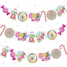 1 Set Candy Birthday Decorations, Candy Birthday Party Banner Decorations, Suitable For Candy Birthday Party, Christmas Home Decor, Living Rooms, Outdoor Decorations. - View 1