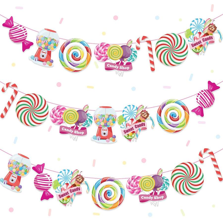 1 Set Candy Birthday Decorations, Candy Birthday Party Banner Decorations, Suitable For Candy Birthday Party, Christmas Home Decor, Living Rooms, Outdoor Decorations. - View 1