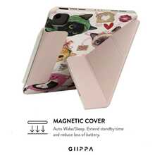 GIIPPA 1pc Cute Scarf Kitten Heart Lips Toast Cupid Print Protective Case, Comes With Stickers, Perfect Valentine's Day Gift, Magnetic Detachable Y-Fold Shockproof Cover, With Pen Slot, Compatible With IPad Mini 6/7, Air 2/3/4/5/11/13" (M2/M3 2024-2025), 5/6/7/8/9/10/11th Gen, Pro 10.5/11/12.9" (2017-2025), Japanese Cute Sweet Vintage Pastoral Style - Multicolor - View 5