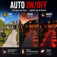 30 Pack Red Solar Lights Outdoor Waterproof, 8 Modes Auto On/Off IP65 Solar Garden Lights, Spooky Blood Red Pathway Lights For Halloween Yard Patio Lawn Driveway Walkway Decor - 紅燈 - 查看 10