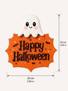 1pc-Happy Halloween Cute Ghost 3D Wooden Hanging Sign, Orange Bat Star Wall Plaque, Farmhouse Autumn Fall Home Decor, Vintage Halloween Entryway Front Door Wall Ornament, Halloween Party Decorative Gift For Home Indoor - Multicolor - View 11