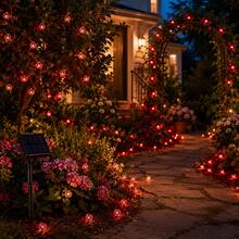 Solar Powered Moroccan Ball String Lights, Red LED Outdoor Garden Yard Decoration, Solar Powered Hanging Ball Fairy Lights, 8 Flashing Modes, Suitable For Balcony Fence Yard Party Holiday Home Decor - Red - View 7
