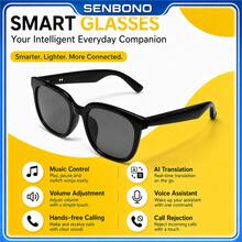 SENBONO New AI Translation Smart Audio Glasses, Hall Sensor One-Click Activation, Wireless Calls, Music Playback, Hands-Free Phone Calls, Camera Control, Voice Activation, Fashion Smart Glasses, Unisex, Gift For Friends, Birthday Gift - View 9