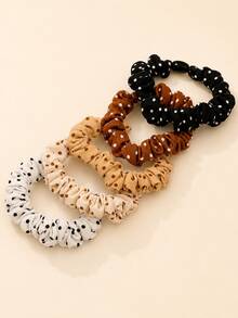 12pcs Milk Coffee Color Small Hair Ties, Premium Satin Fabric Hair Ropes For Halloween (Cardboard Packaging In Image Is For Photography Only, Actual Packaging May Vary) - Multicolor - View 8