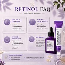 Conjunto de Soro de Retinol & Creme para os Olhos, 0,1% Retinol, Bakuchiol, Niacinamida & Colágeno Cuidado Antienvelhecimento Duplo para Rosto & Olhos, Skincare Coreano Hidratante para Linhas Finas, Olheiras, Bolsas nos Olhos, Inchaço & Tom de Pele Desigual - Conjunto de Retinol - Visão 8