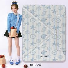 GIIPPA 1pc Light Blue Fine Striped Shell, Starfish, Bow Print Protective Case, Magnetic Detachable Y-Fold Shockproof Cover With Pen Slot, Compatible With IPad Mini 6/7, Air 2/3/4/5/11/13" (M2/M3 2024-2025), 5/6/7/8/9/10/11 Generation, Pro 10.5/11/12.9" (2017-2025), Suitable For Valentine's Day, Back To School, Office, Christmas, Halloween, Thanksgiving, Best Gift For Girlfriend - Multicolor 4 - View 7