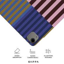 GIIPPA 1個彩色條紋Y型折疊磁吸平板保護殼，PU皮革外層配硬壓克力防彎曲背板，無筆槽，多角度支撐，自動休眠/喚醒，適合辦公與日常使用，相容於iPad Mini 6/7、Air 2/3/4/5/11/13" (M2/M3 2024-2025)、5/6/7/8/9/10/11代、Pro 10.5/11/12.9" (2017-2025)，Summer Obal Na，保護殼，11 A16 保護殼，保護套 - 多色2 - 查看 3