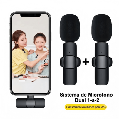 Micrófono Inalámbrico de Solapa K8/K9 para Celular Tipo-C,Mini Micrófono Lavalier Portátil para Vlogs,Vedio,Transmisiones en Vivo y Grabaciones,Versión Individual o Doble