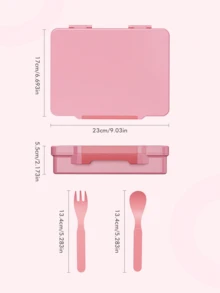 Cute Pink Bento Box Set With Spoon, Fork And Sauce Container, Multi-Compartment Leak-Proof Large Capacity Food Container, Suitable For School Cafeteria Picnic Portion Control Box, Back To School Gift - Multicolor - View 6