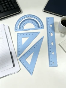 Multifunctional Geometric Ruler Set, Protractor, Triangle Ruler, Straight Ruler, Manual Measurement Drawing Tools With Storage Box, 4 Colors Available: Pink, Mint Green, Light Blue, Taro Purple, For School, Woodworking, DIY, Teacher Gift, Back To School - Multicolor - View 3