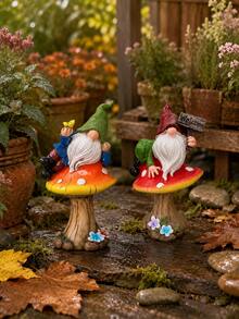 Autumn Garden Gnome Mushroom Decor, Harvest Outdoor Figurine With Welcome Sign, Cute Fairy Garden Statue, Patio Yard Lawn Planter Decoration, Thanksgiving Pumpkin Garden Decor Gift - 1PC - View 8