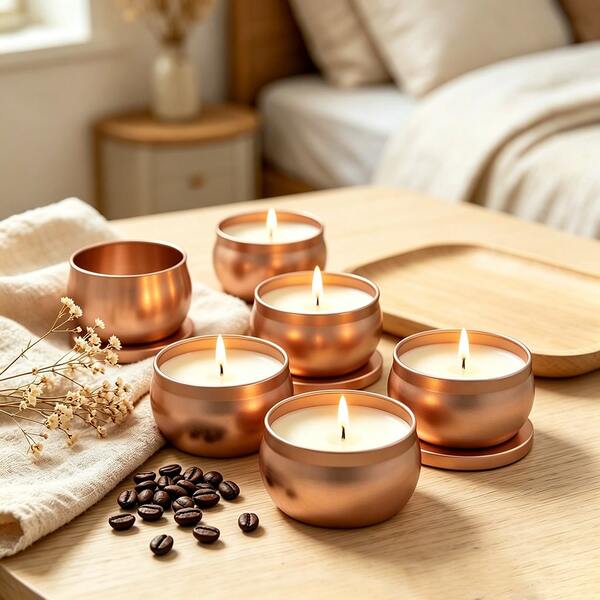 10Pcs Rose Gold Metal Candle Tins With Matching Lids, Empty Candle Jars Without Wax, Multipurpose Craft Containers For DIY Scented Candle Making, Wedding Table Centerpieces, Home Decor, Holiday Handmade Gifts & Small Jewelry Storage