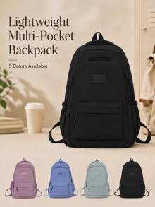 Solid Color Back To School Backpack, Large Capacity Student Bag For Teens, Students And Graduates, Suitable For Daily Commute, Outings, Travel, School And Back To School Season, Versatile For Business, Commuting And Campus Use, With Laptop Compartment. No Check-In Required. 180-Degree Full Opening Design For Easy Storage Of Shoes, Toiletries And Other Small Items, Available In Multiple Colors. - Multicolor - View 6