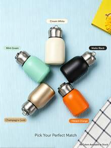 300ml Stainless Steel Insulated Cup, Short And Cute Design, With Carrying Handle, Portable And Lightweight, Suitable For Office, Teachers, Students, Outdoor, Drivers, Also A Great Choice For Gifts - Multicolor - View 1