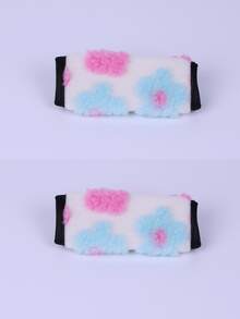 柔軟蓬鬆花卉圖案汽車車頂拉手套,通用款防滑車頂拉手保護套,可愛毛絨汽車內飾裝飾配件 - 車頂把手 - 查看 6