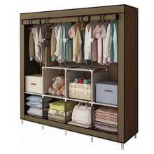 Foldable Wardrobe Closet For Organizing Clothes With Zipper - 165x45x165 棕色 - 查看 3