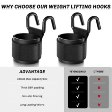 2pcs Set Fitness Squat Weightlifting Pull-Up Wrist Hooks Horizontal Bar Sports Equipment, Used To Reduce Strength Training, Not Hand Grip Strength Hooks Gym Accessories - Multicolor - View 3