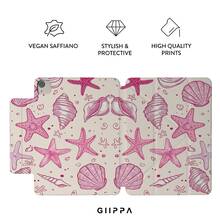 GIIPPA 1件裝粉色貝殼與海星印花Y折磁吸平板保護殼，PU皮革外層搭配硬質壓克力防彎背板，無筆槽，多角度支架，自動休眠/喚醒，防震柔軟微纖維內裡，夏日海灘風修身設計，適用於學校、辦公室與日常使用，相容 iPad Mini 6/7，Summer 11 A16 保護殼/保護套 - 彩色 - 查看 2