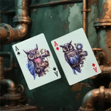 Steampunk Owl Playing Cards, 54 Hand-Drawn Illustrated Cards, Vintage Style Exquisite Packaging, High-End Embossing Technology And Matte Texture Coating, Suitable For Gifts And Entertainment - Multicolor - View 7