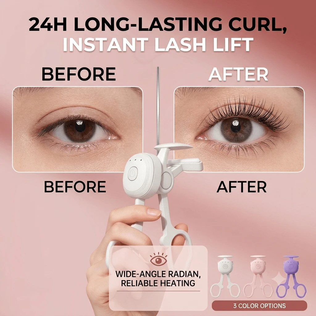 ICEWLESS Professional Heated Eyelash Curler, Instant Volumizing & Curling, Fast Heating Technology, Wide Arc Design Fits All Eye Shapes, Long-Lasting All-Day Wear, Portable Makeup Accessory 150mAh