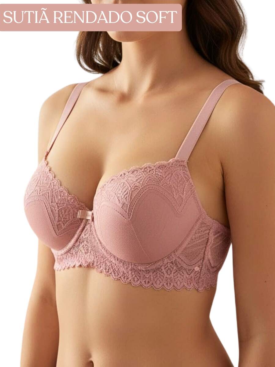 Women's Floral Lace Bra With Underwire Elegant Durable Bra With Reinforced Cup Lifts Chest Comfortable Lace Bra Soft Bra - 淺粉色 - 查看 1