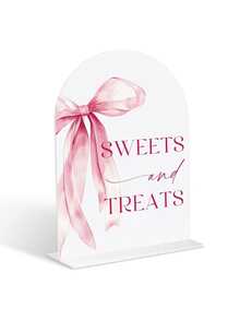 White Acrylic Dessert Bar Sign With Black Letters - Elegant Arch Design, Standing Tabletop Decor, Suitable For Holidays, Parties And Home Use, Holiday Decoration | Fashionable Countertop Sign | Freestanding Sign, Wedding Decor, Party Decor, Tabletop Decor - Multicolor - View 3