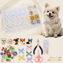 QIAO DIY Custom Dog Pearl Necklace Making Kit With Decor Pendant Craft Tools Accessories Adjustable Pet Jewelry Collar Set For Puppy Small Medium Dogs - Multicolor - View 1