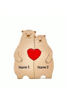 Personalized Wooden Bear Family Name Puzzle, Custom Engraved Interlocking Keepsake For Living Room Or Entryway Display, Decorative Home Ornament, Christmas Or Anniversary Gift For Parents And Grandparents - Cute Bear 2 - View 10