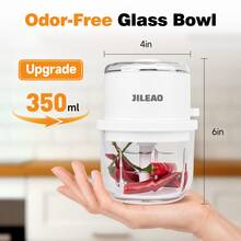 350ml Powerful 6-Blade Electric Food Chopper - USB Rechargeable Mini Food Grinder For Meat, Garlic, Vegetables, Herbs, Portable, Kitchen Essential - White (5-piece Set) - View 3