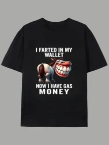 I Farted In My Wallet, Now I Have Gas Money Funny Men's T-Shirt - Retro Horse Graphic Tee, Humorous - 黑色 - 查看 8