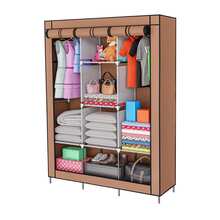 Foldable Wardrobe Closet For Organizing Clothes With Zipper - 125x45x165 棕色 - 查看 3