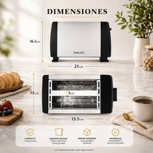 Tostadora Eléctrica Sokany SK-016S 2 Rebanadas Acero Inoxidable 700W 6 Niveles De Tostado Ranuras Anchas Compacta Para Pan Desayuno Sandwich Toaster Hogar Cocina Moderna Premium - Tipo de Enchufe A Japonés (100V) - Ver 6