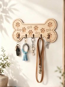 1pc Wall-Mounted Key Hook, Minimalist Wooden Key Storage Rack For Entryway, Decorative Handmade Wooden Home Decor, Detachable Dog Paw Shaped Coat Hook For Hallway - Bone Hook - View 6