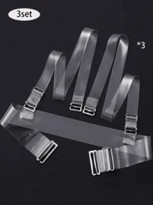 Juego de tirantes de sujetador invisibles y transparentes - 1 tirante trasero + 2 tirantes de hombro, adecuado para vestidos sin espalda, bodas y fiestas, antideslizante y de ancho ajustable - Multicolor - Ver 8