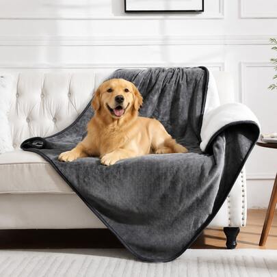 Reversible Sherpa Dog Blanket Soft Flannel Pet Blanket For Dogs And Cats Cozy Warm Plush Throw Blanket Furniture Protector For Sofa Bed Car Seat Indoor Outdoor Use