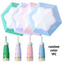 1pc UV Protection Sun & Rain Dual-Use Mini Pocket Umbrella, Portable UV Coated 6-Rib Reinforced Black Parasol - A - View 16