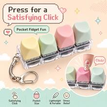 Keyboard Fidget Toy, Cute Clicker Keyboard Fidget For Adults Relieve Stress And Anxiety Decompression Keyboard Fidget Keychain For Adults Colorful Clicker Button Keychain For Work Stress Relief ADHD Autism ASMR - Multicolor - View 4