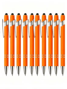 12pcs Retractable Ballpoint Pen Set, Dopamine Orange Large Capacity Neutral Pens, Black Ink, Comfortable Grip, Quick Drying, Smooth Writing, Screen Touch Compatibility (2-In-1 Design), Perfect For Note-Taking And Writing, Ideal Office And School Supplies, Birthday, Christmas, Halloween, Valentine's Day, New Year, Friend Gifts And Easter Gifts - 12 Pcs (Orange) - View 6